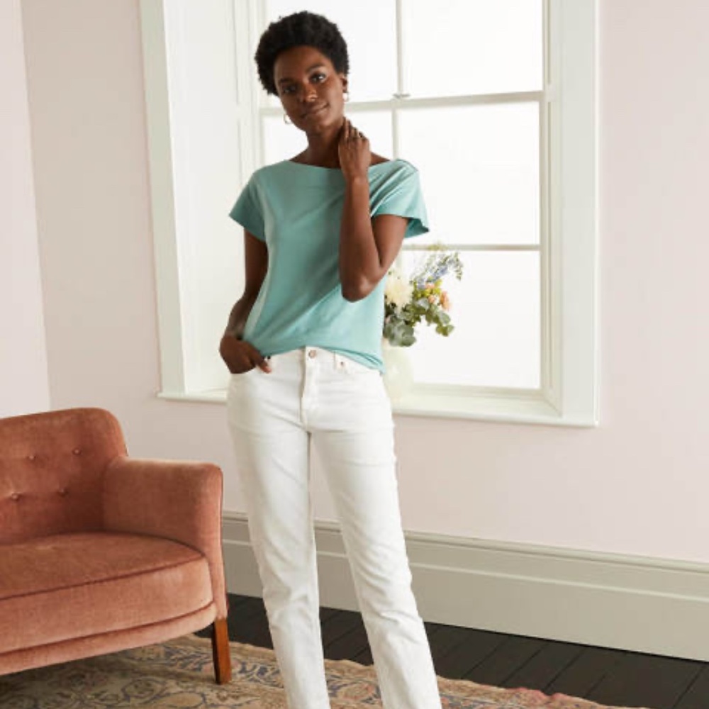 Boden Super Soft Slash Neck Tee in Apple Mint